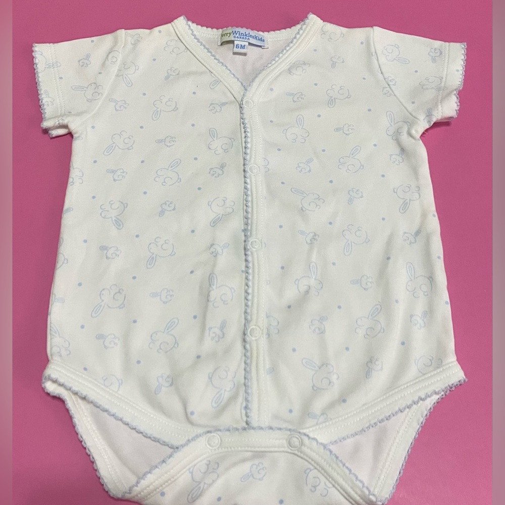 White and Blue Rabbit Print Kids Bodysuit